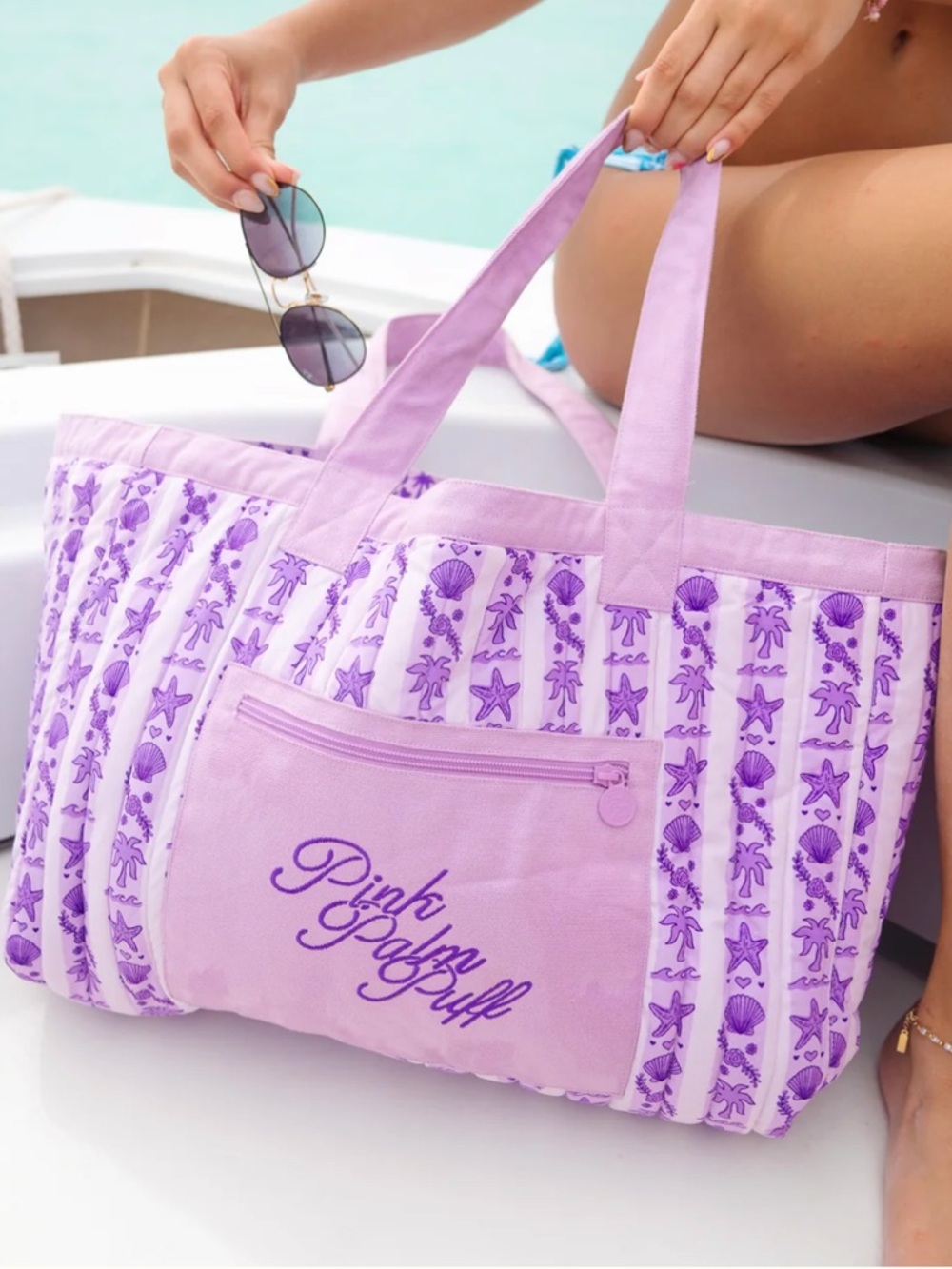 Couture Carryall in Twilight (Reversible) PINK PALM PUFF